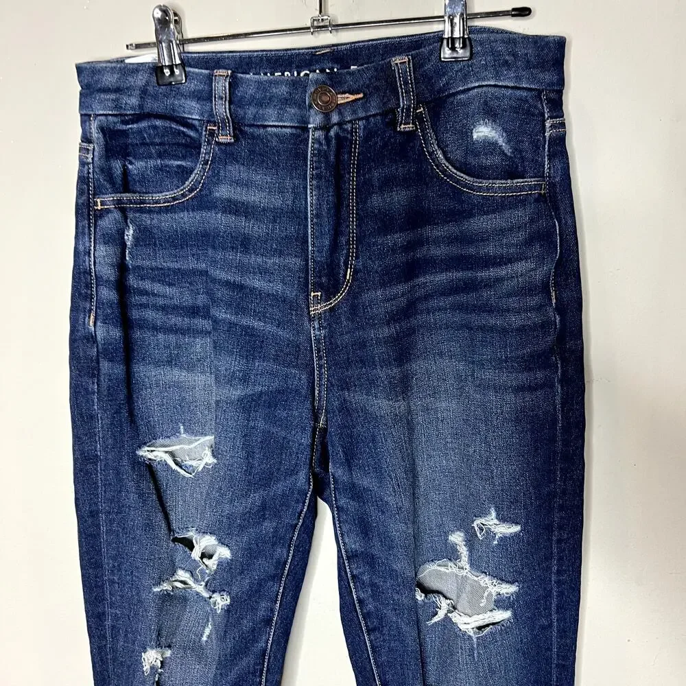 American Eagle Jeans Size 2‎ Short Curvy Hi Rise Jegging Distressed
